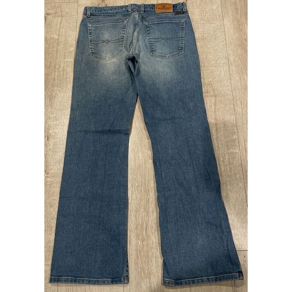 Vintage Lucky Brand Dungarees Flare Jeans Mid Rise Denim Jeans 14/32 Medium Wash - Picture 8 of 10